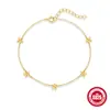 Pulsera de Plata de Ley S925 Minimalista Lisa Flor de Planta de Cinco Pétalos Más Vendida Elegante Versátil Accesorio de Joyería de Moda