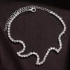 Acessórios de pé de praia novos de verão para mulheres, tornozeleira personalizada da moda simples com onda e strass, tornozeleira 05