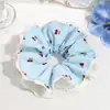 Novedad Moda Dulce Encaje Goma para el Cabello Doble Capa Lado Ab Estampado de Cerezas Cuadros Scrunchie Accesorio Versátil para el Cabello para Salir