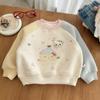 Moletom Feminino Tendência Outono e Inverno Novo Estilo para Bebês e Crianças, Roupa Infantil com Forro de Lã, Transfronteiriço