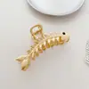 Celebridad de Internet Pinza Metálica Grande de Espina de Pescado Pinza Coreana para el Cabello Temperamento Pinza de Tiburón Adorno para el Cabello Aleación Pinza para el Cabello