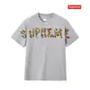 Camiseta de Algodón Pesado Moda Americana Transfronteriza Estampado de Letras Supreme Cuello Redondo Manga Corta Unisex Holgada Casual para Hombres y Mujeres