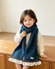 Cachecol infantil de renda estilo coreano, cachecol de tricô macio e aconchegante, à prova de vento e versátil, cachecol de novo estilo delicado para meninas