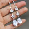 Pendientes de gota de agua con diamantes de estilo francés Cao Shi, exquisitos pendientes de circonita 3A con borlas largas en forma de pera para mujer