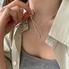 Collar de Doble Capa con Colgante de Gota de Agua para Mujer, Diseño de Nicho, Estilo Cool con Sentido del Diseño, Sencillo Elegante, Cápsulas de Arroz, Cadena para Clavícula