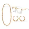 Traje de los 80 para Hombre Cosplay Hip Hop Punk Collar de Dólares Anillo Pendientes Gafas Sombrero de Pescador Traje