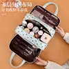 Bolsa de Maquiagem de Três Camadas com Nove Compartimentos e Bolinhas, Grande Capacidade, Alta Aparência, Bolsa de Higiene Pessoal para Viagem, Bolsa de Armazenamento de Cosméticos Portátil de Mão