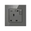 Hong Kong e Macau Exportador Vidro Cinza USB com Painel de Cinco Furos Fabricante Atacado Doméstico Duplo Transfronteiriço Multifuncional Tipo 86