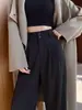 Pantalones de Traje Negros para Mujer Tallas Grandes 2026 Nuevo Otoño Sentido de Alta Gama Caída Sueltos Rectos Estrechos de Pierna Ancha