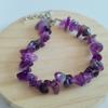Pulsera de Grava de Cristal Natural con Ágata de Forma Irregular, Pulsera para Mujer con Cierre de Langosta Cadena Extensora, Amatista