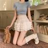 Deseo Puro Falda Adelgazante de Cintura Alta Falda de Hada Anti-Forro Primavera Estilo Coreano Encaje Elegante Encaje Pastel Culottes