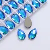 Cristal de Vidrio Ab Color Gota de Agua K9 de Alta Calidad Fondo Plano Doble Agujero Pedrería Cosida a Mano Accesorios para Joyería DIY, Accesorios para Bolsos y Ropa