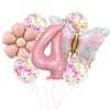 Traje de globo de mariposa rosa margarita mate, confeti de látex, decoración para fiesta de cumpleaños infantil, diseño de carnaval