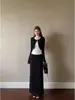 Falda midi negra traje de falda de otoño para mujer atuendo intelectual ligeramente maduro un conjunto completo estilo coreano falda larga intelectual Berkeley