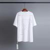Camiseta Clássica de Seta Estampada Incompleta Off OW Feminina Gola Redonda Solta Tamanho Grande Manga Curta BRANCO Masculino