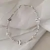 Pulsera de Plata con Lazo Tridimensional y Perlas para Mujer, Joyería de Diseño de Lujo Ligero de Nicho al por Mayor para Niñas