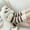 Calcetines de terciopelo australiano para niños otoño e invierno color Maillard cálidos con forro polar gruesos de felpa trenzados hasta el tubo calcetines para dormir en casa