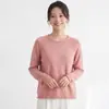 Suéter de punto de algodón 100% puro de alta gama para mujer, diseño versátil de otoño e invierno, corte holgado, capa base de manga larga