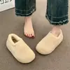 Meias Pantufas Fofas com Solado Grosso para Mulheres, Uso Externo, Novo Estilo 2026, Outono e Inverno, Slip-on, Botas de Neve com Lã Adicionada, Pantufas de Algodão com Biqueira Fechada