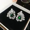 Pérola do Riacho da Primavera! Brincos de Resina Oval Esmeralda Zircônia Pérola, Brincos de Luxo Leve de Alta Qualidade, Acessórios de Orelha Vintage