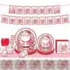 Decoração de festa de Natal adereços conjunto de talheres descartáveis tema Papai Noel rosa novo feito sob medida
