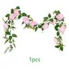 Rattan Folha de Rosa Simulada Decoração de Festa de Casamento Amazon Flor de Seda Peônia Rosa Planta Verde Decoração de Interior