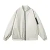 Jaqueta Baseball Masculina Primavera e Outono, Jaqueta Casual Piloto Masculina Casual Tendência Cor Sólida para Jovens