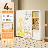 Estante de Livros de Aço com Porta de Correr Branca Estante de Livros Prateleira de Armazenamento de Livros Infantis de Figuras Prateleira de Armazenamento de Múltiplas Camadas Montada na Parede