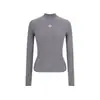 Suéter de punto gris de manga larga bordado para mujer, perfecto para otoño e invierno, se ve genial como capa interior o exterior, tiene un aspecto de alta gama, estilo jersey
