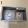 Pia de aço inoxidável nano feita à mão Black Diamond pia de cozinha de dois cubos pia nano preto dois cubos