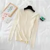 Top de Punto de Manga Larga para Mujer, Capa Base, Suéter de Cuello Blanco para Otoño e Invierno, Nueva Prenda Interior Elegante que Adelgaza, Top de Principios de Otoño