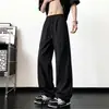 Pantalones de trabajo finos de verano para hombre, secado rápido, con empalme de cincha, pantalones casuales de pierna ancha estilo americano, pantalones tipo paracaídas rectos holgados