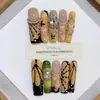 Daiyueda Unhas Usáveis Puras Feitas à Mão Outono e Inverno Novo B322 Totalmente Pintado à Mão Esculpido Elegante Estilo Exportação Patch de Arte de Unha