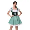 Zhumilian Nuevo Estilo Alemán Oktoberfest Disfraz de Camarera Cuadros Vestido Festival de la Cerveza Atuendo de Actuación