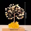 Árbol de la fortuna de citrino natural al por mayor, base de racimo de cristal de goma de gota, adornos de árbol de cristal, citrino, amatista, vaca lechera
