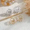 Pendientes de Perla y Circonita con Forma de Media Luna de Personalidad Exagerada, Pendientes de Moda de Lujo Ligero de Gama Alta, Pendientes Versátiles para el Trabajo para Mujer