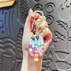 Colgante Original de Helado de Fresa con Burbujas Rellenos de Aceite para Mujer, Lindo Colgante de Burbujas, Llavero de Botella de Arena Movediza, Accesorios para Bolso de Pareja