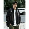Moletom de Zíper com Gola Alta Listrada Outono 2026 para Homens e Mulheres, Jaqueta Esportiva Cardigan, Jaqueta Baseball de Gola Alta Pesada para Casais
