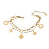 Pulseira Clássica de Aço Titânio de Alta Qualidade Coreana para Presbiopia Banhada a Ouro 18K Pingente Redondo de Flor Elegante e Versátil Joia de Mão