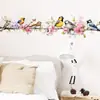 Pegatinas de Pared de Flores y Pájaros Mariposa en Acuarela para Amazon Transfronterizo, Adecuadas para Decoración de Sala de Estar, Dormitorio y Mesita de Noche, Autoadhesivas y Removibles