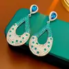 Brincos de Coração Gota D'água Cravejados de Diamante Prateados, Brincos Coloridos Estilo Corte Vintage, Novo Modelo 2026, Brincos de Moda Exquisitos para Mulheres