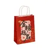 Nova sacola de presente vermelha de mão para festas de formatura de estudantes, sacola de lembrancinha com texto inspirador estilo chinês, sacolas de papel kraft no atacado