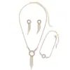 Conjunto de Joias Três Peças Transfronteiriço Novo Produto Criativo com Franjas e Strass - Colar, Brincos e Pulseira - Conjunto Completo de Diamantes de Luxo para Noivas