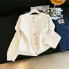 Outono de 2026 Novo Estilo Coreano Moda Cardigã Jaqueta Suéter de Botão Único Jovem Versátil em Branco Leite e Tamanho Único Amarelo