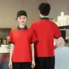 2605 Roupas de Trabalho de Verão Manga Curta Gola Reversível Feminina Funcionário Corporativo Roupa de Trabalho para Grupo Garçom de Restaurante Camiseta