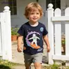 Ropa Nueva para Niños, Camiseta de Verano de Manga Corta para Niños, Camiseta de Manga Media con Estampado Luminoso para Bebé Niño, Top para Niños