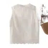 Colete de Renda Jacquard Único e Bonito 2026 Verão Tamanho Plus Sem Mangas para Meninas Plus Size