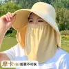 Sombrero de ala ancha para protección solar para mujer, Chal de protección solar UV de verano, Protección para cuello y cara, Sombrero de pescador, Sombrero de sol plegable
