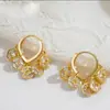 Pendientes de Moneda de los Cinco Emperadores Súper Brillantes de Circonita Atrae-Dinero para Mujer, Pinzas para Oreja Versátiles y Simples, Exquisitos Accesorios para Orejas de Moda