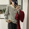 Nuevo Suéter Suave de Bloques de Color Rayado Vintage Otoño/Invierno para Mujer, Abrigo Cardigan de Punto Estilo Universitario con Cuello de Encaje Tendencia